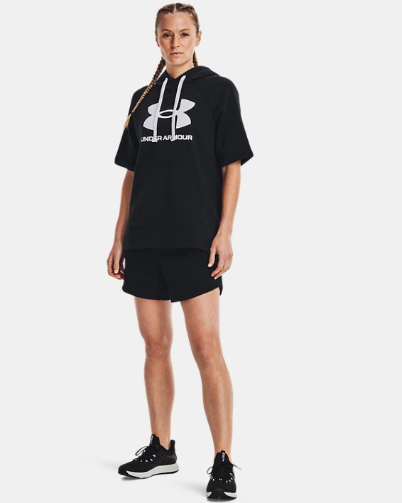 Women's UA Rival Fleece Shorts, Black, pdpMainDesktop image number 2